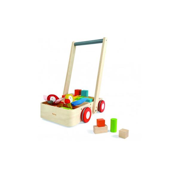 押すと動く2羽の鳥と16個の木製積み木が付いた手押し車です。鳥たちが奏でる愉快な音が楽しく歩行を促します。<br>●こちらの商品は、北海道・沖縄・離島への配送は、別途送料がかかる場合がございますので、予めご了承くださいませ。