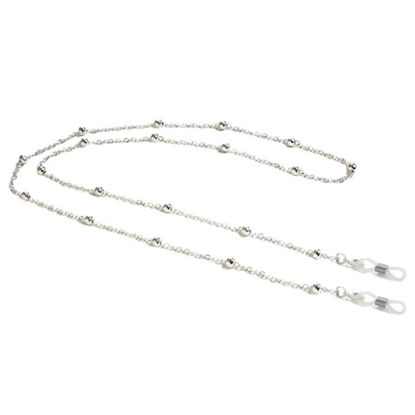 こちらの商品ページのタイプはシルバーです。セレブ感あふれる上品なデザインのメガネチェーン「エレガントボール」ボール金具がアクセントになり、お洒落で豪華な雰囲気が漂います♪ゴールド、シルバー、ピンクゴールド、ブラックの全4色♪ファッションに合...