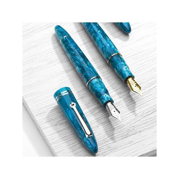 レオナルド フローレグランデ エメラルドブルー 万年筆 スチールニブ 太字