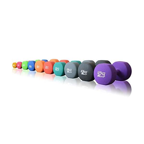 FIELDOOR カラーダンベル 2kg×2個セット エクササイズ クロロプレンゴムコーティング