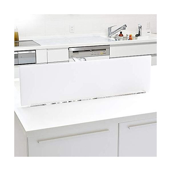 アイランドキッチンやカウンターキッチンでの水はね防止に。横幅が90cmあり、色はアクリル製で透明度が高く美しいクリアタイプと、目隠しにお勧めな半透明のマットタイプの2種類です。