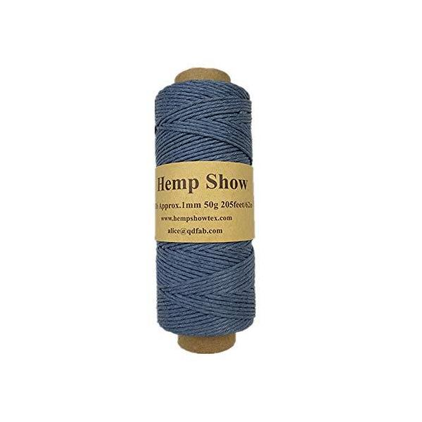 Hemp twine 麻紐 1ｍｍ 50g 62m巻 2020シリーズ (スモークブルー)