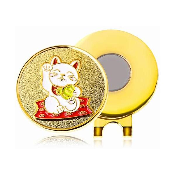 Don Flyee ゴルフ マーカー マグネット 招き猫 招福 ゴールド 合金製 ハット クリップ E0022