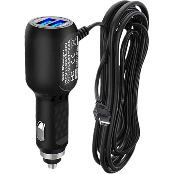 BTtime シガーソケット ドライブレコーダー用電源ケーブル シガーソケット miniUSB USB2ポート 2.4A+1A 12V/24V ドライブレコーダー/GPS/タブレットPC/PDA/DVD