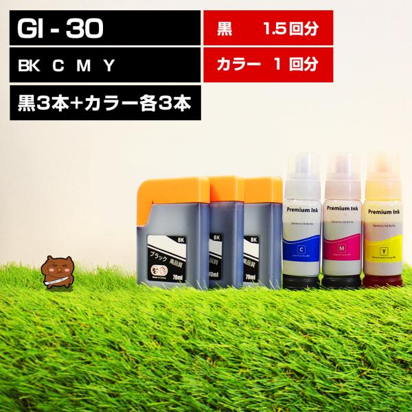 GI-30BK GI-30C GI-30M GI-30Y 4色セット 黒3本カラー3本 互換インク