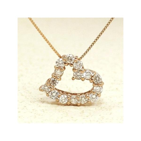 オープンハートはワンランク上の仕上がり ネックレス ダイヤモンド0.3