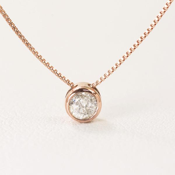 訳あり フクリン留め ネックレス ダイヤモンド 0.1ct 10金ピンク