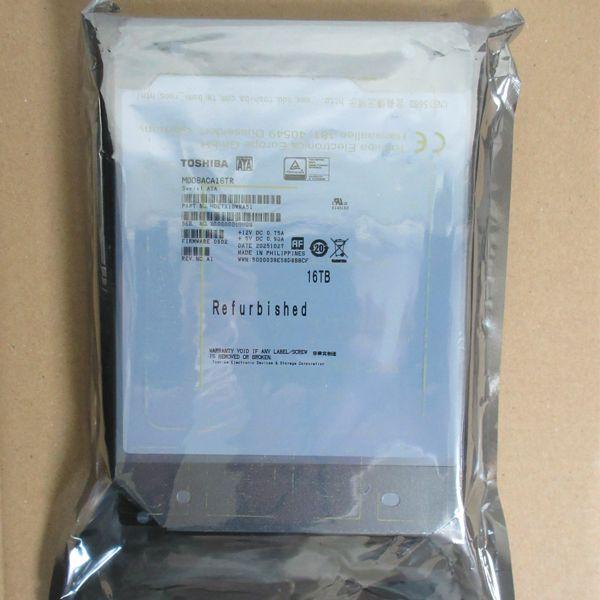 整備済製品　東芝製 3.5型 HDD(ハードディスク)■リファービッシュ型番：MD08ACA16TR■仕様容量：16TBインターフェース：SATA3 (SATA 6Gb/s)回転速度：7200RPM■保証　商品到着後3ヵ月※お買い物ガイドに...