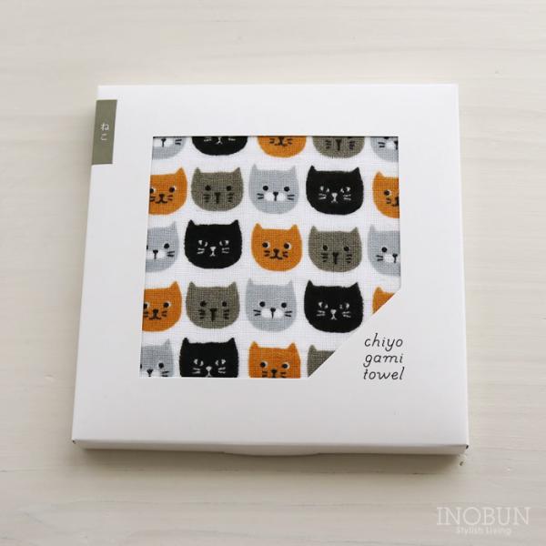 千代紙タオル chiyogami towel フェイスタオル ねこ