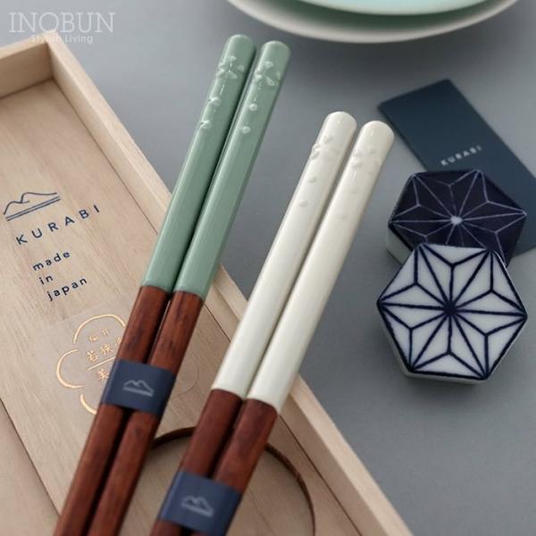 KURABI 箸置き揃え 夫婦箸 BOXセット 陶花 日本製 : INOBUN イノブン