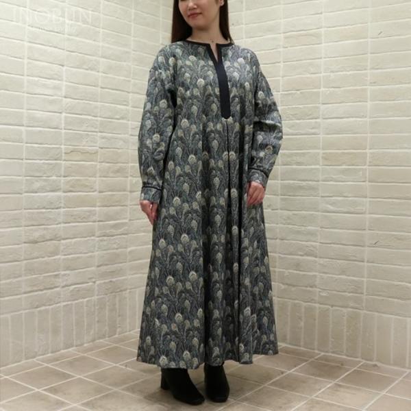 Michel Beaudoin リバティワンピース michel beaudouin | リバティ ギャザースリーブワンピース