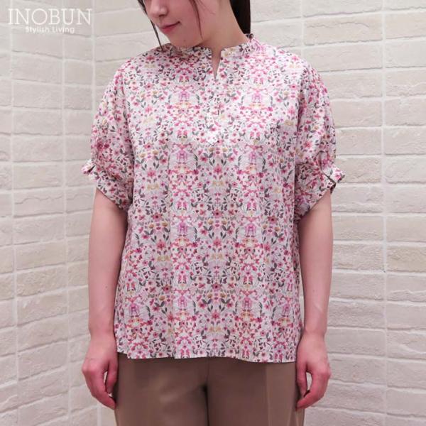 Coupole LIBERTY スキッパー襟ブラウス 半袖 AURORA-PNK リバティ セール
