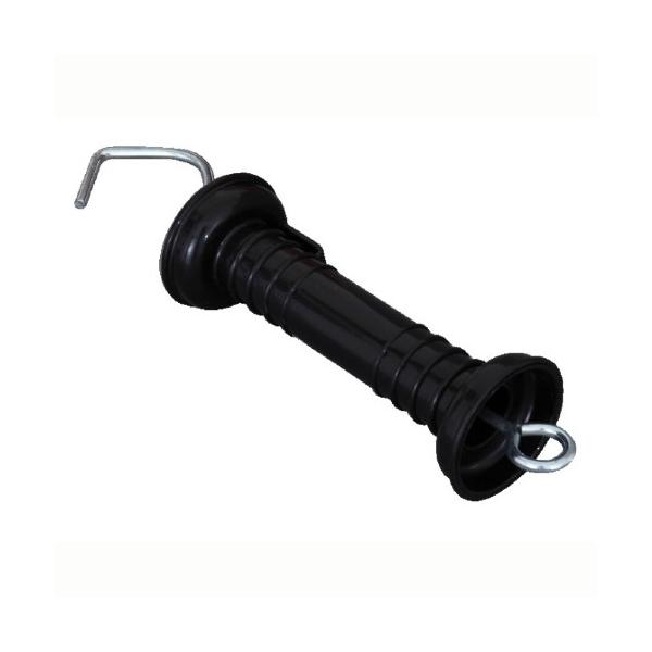 スイデン電気柵用パーツです。電柵の出入り口に使用します。例えば、出入り口１か所で２段張りの場合２個必要となります。ゲートグリップがあれば通電中でも柵の中に入る事が出来ます。