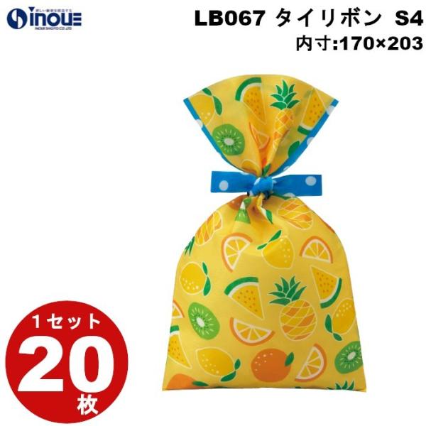 不織布 袋 夏ラッピング タイリボン サマーフルーツ柄 LB067 サイズ 内寸：170W×203H 外寸：170W×300H １セット２０枚 ギフト プレゼント