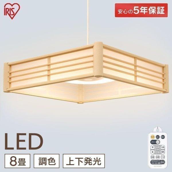 新品未使用アイリスオーヤマ LED 和風 ペンダントライト 調光 調色 タイプ ~8畳 メタルサーキットシリーズ PLM8DL-J & 和風タイプペンダントライト（青海波）｜メタルサーキットシリーズ
