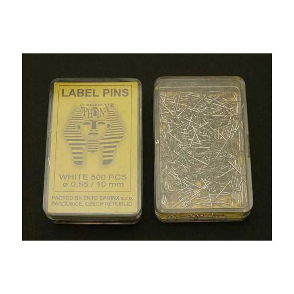エントスフィンクス（ラベルピン）ラベル用ピンホワイトメッキ長さ：約１０ｍｍ太さ：約０．５５ｍｍ約５００本入りチェコ共和国