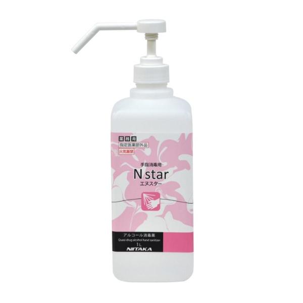 業務用アルコール消毒薬　手指消毒　指定医薬部外品　弱酸性　保湿成分配合　100％食品成分品名　Ｎスター　1L　　1L角形ボトル×12本/ケース　商品82mm×82mm×210mmノンエベローウイルス2種類に対する効果　100％食品及食品添加...