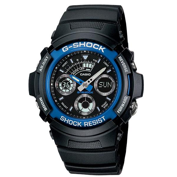 G-SHOCK Gショック ジーショック AW-590 シリーズ ベーシックモデル カシオ CASIO アナデジ 腕時計 ブラック ブルー AW-591-2AJF 国内正規モデル