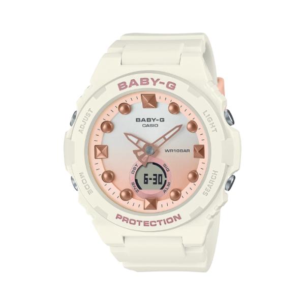 BABY-G ベビーG ベビージー カシオ CASIO アナデジ 腕時計 ホワイト オレンジ オフホワイト ペールオレンジ ノスタルジック BGA-320-7A1 逆輸入海外モデル