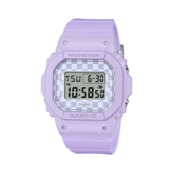 BABY-G ベビーG ベビージー 日本未発売モデル カシオ CASIO デジタル 腕時計 パープル ホワイト チェッカーフラッグ柄 BGD-565GS-6 逆輸入海外モデル