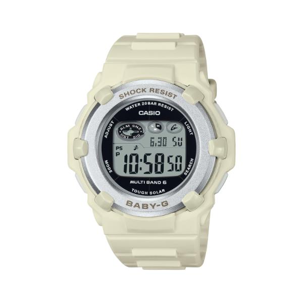 BABY-G ベビーG ベビージー レディース レディース カシオ CASIO ソーラー電波 デジタル 腕時計 ホワイト シルバー メタリック BGR-3003NC-7JF 国内正規モデル