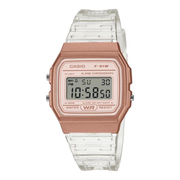 CASIO STANDARD POP カシオ コレクション ポップ F-91シリーズ カシオ CASIO デジタル 腕時計 クリア ピンクゴールド スケルトン F-91WS-7A3JF 国内正規モデル