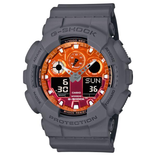 G-SHOCK Gショック フレイム インサイド カシオ CASIO アナデジ 腕時計 グレー オレンジ グラデーション GA-100FL-8A 逆輸入海外モデル