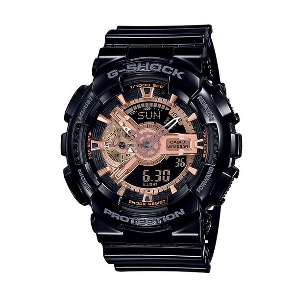 G-SHOCK Gショック BLACK & ROSE GOLD シリーズ カシオ CASIO アナデジ 腕時計 グロス ブラック ローズゴールド  GA-110MMC-1A 逆輸入海外モデル