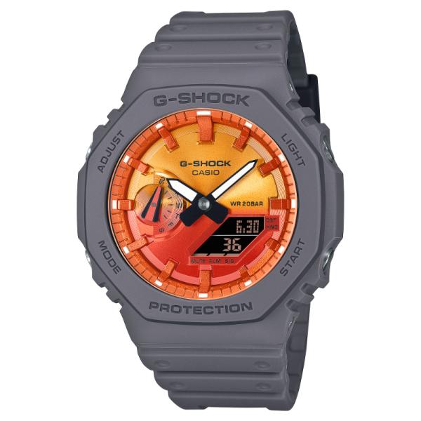 G-SHOCK Gショック ジーショック フレイム インサイド シリーズ カシオ CASIO アナデジ 腕時計 グレー オレンジ GA-2100FL-8A 逆輸入海外モデル