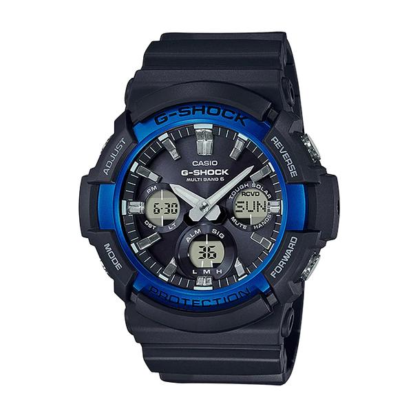 G-SHOCK Gショック ジーショック GAW-100 シリーズ カシオ CASIO 電波 ソーラー アナデジ 腕時計 ブラック ブルー GAW-100B-1A2JF 国内モデル