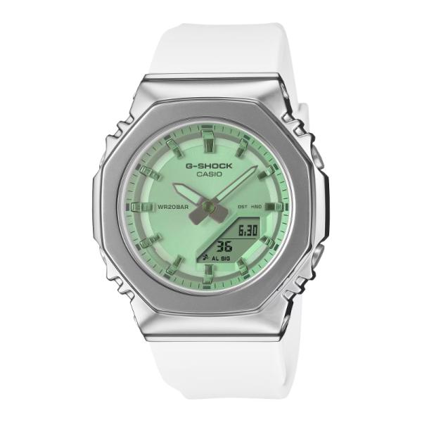 G-SHOCK Gショック Sシリーズ ミドルサイズ 2100 カシオ CASIO アナデジ 腕時計 ホワイト グリーン 偏光カラー メタルベゼル GM-S2110SR-7AJF 国内正規モデル