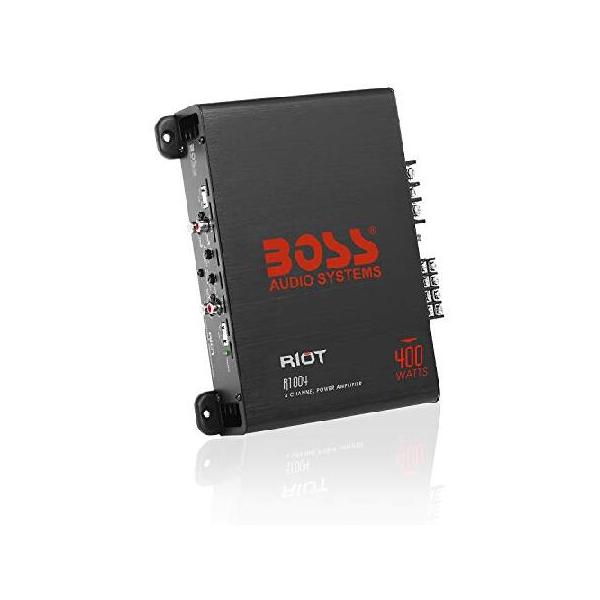 BOSS Audio Systems R1004 4 Channel Car Amplifier, 400 High Output, Class A/B, MOSFET Power Supply, Hi-Low Inputs, Full Range, Compact 9 Inch Chassis