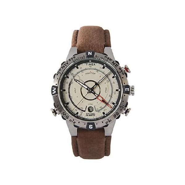 【並行輸入品】 Timex Men's T2N721 Intelligent Quartz Compass Tide Temperature Silver Case Brown Strap Watch