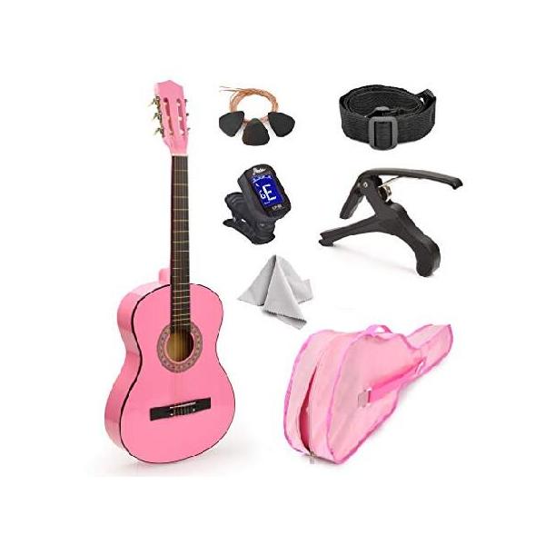 並行輸入品】 新しい 30インチピンクウッドギターケース＆アクセサリー