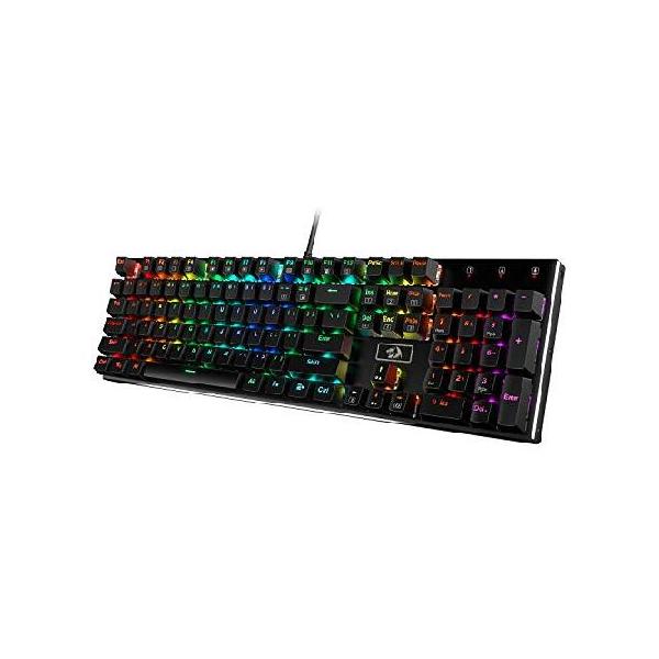 並行輸入品】 Redragon k556 RGB 茶軸104キー メカニカルゲーミング