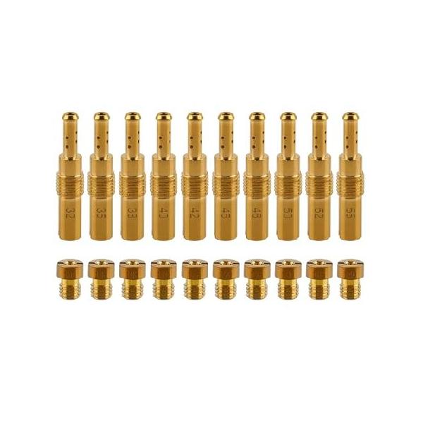 【並行輸入品】 Carbhub キャブレターメインジェット 10個 スロー＆パイロットジェット10個付き PWK ケイヒン OKO CVK用 125cc 150cc GY6モーターエンジンキャブ
