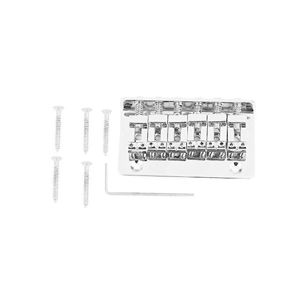 【並行輸入品】 Electric Guitar Bridge, Durable Metal Fixed Hardtail Bass Bridge 6 String Saddle with 5 Screws for Musicians DIY Repair Home Studio