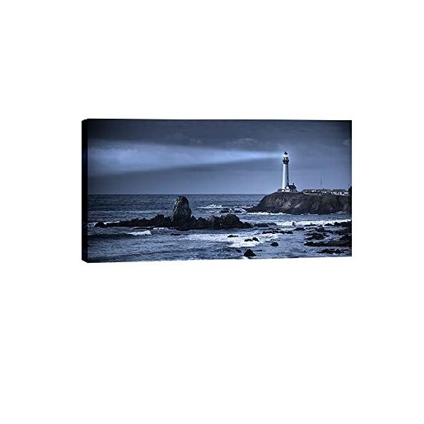 【並行輸入品】 Pyradecor Large the Sea and Pigeon Point Lighthouse Canvas Prints Wall Art California Seaview Pictures Paintings for Living Room Bedroo