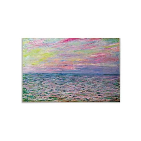 【並行輸入品】 Monet Wall Art Collection Canvas Sunset on The Sea at Pourville, 1882 Prints Wrapped Gallery Wall Art | Stretched and Framed Ready to