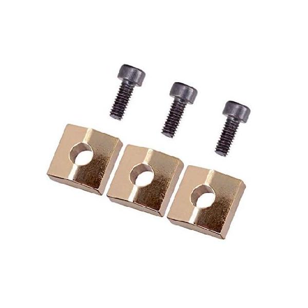 【並行輸入品】 3 Pieces Locking Nut Block and Screws Guitar Cap Suitable for Tremolo Bridge Replacement Part (Golden+Black)
