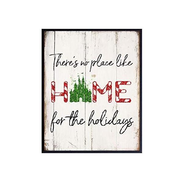 【並行輸入品】 World, Christmas decoration Wall Art - Castle Xmas Decor and Great Holiday Party Secret Santa or Grab Bag Gift - Vintage, Rustic, Shabb