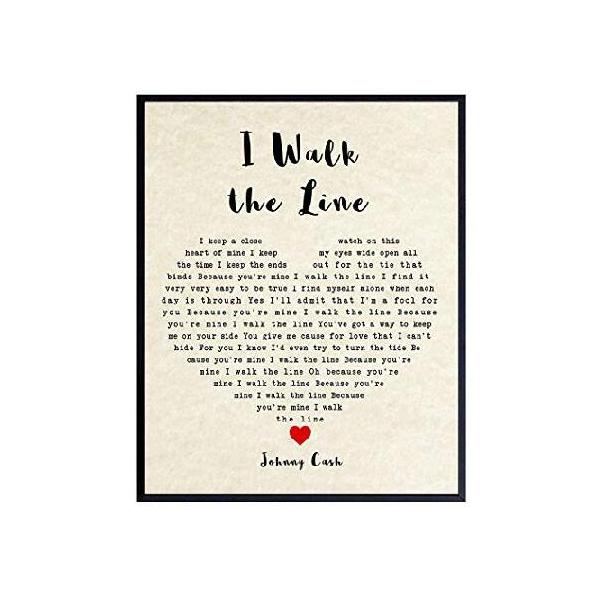 【並行輸入品】 Johnny Cash Poster - 8x10 I Walk The Line Song Lyrics - Gift for Country Music, Nashville, Grand Ole Opry Fans - Romantic Sentimental P