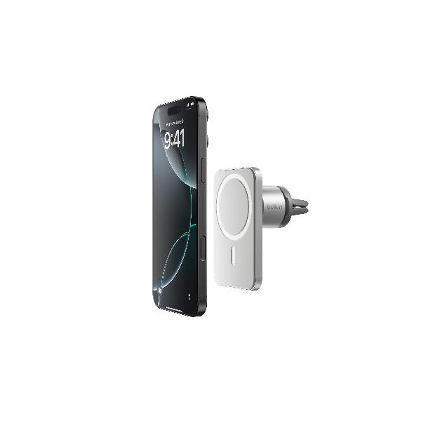 【並行輸入品】 Belkin 車載ホルダー iPhone 15 / 14 / 13 / 12シリーズ用 MagSafe対応 エアコン吹き出し口用 WIC002BTGR シルバー