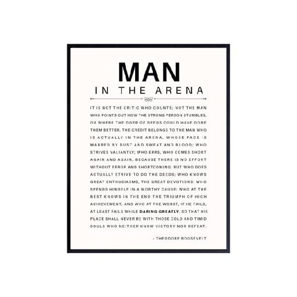 【並行輸入品】 LARGE 11X14 - Man in the Arena - Inspirational Quotes - Teddy Roosevelt Poster - Motivational Gifts for Men, Boys, Teens, Entrepreneur