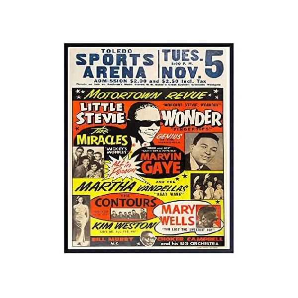 【並行輸入品】 Motown Black Music - African American Wall Art - Black Art - African American Culture - History - Stevie Wonder, Marvin Gaye Concert Po