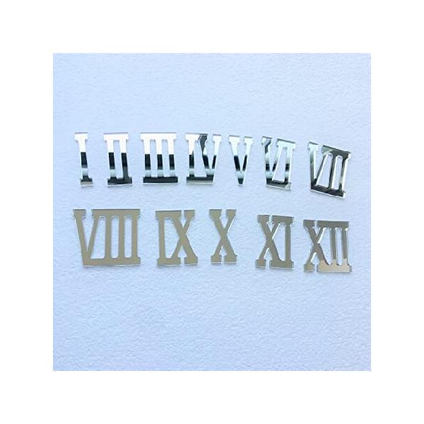 【並行輸入品】 NUO RUI 12 ピース ローマ風 ミラー アクリル 数字 壁時計用 (ミラーシルバー)