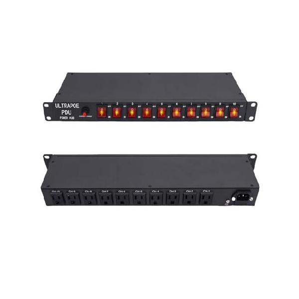 【並行輸入品】 UltraPoE 10 Outlets 1U Rack Mount Power Strip, 100-240V/15A/1800 Joules，for Network Server Racks - Surge Protector，6FT Power