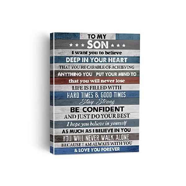【並行輸入品】 To My Son I Want You to Believe Deep in Your Heart キャンバス絵画 額入り壁アート装飾 リビングルーム ベッドルーム用 素朴なキャンバスポス