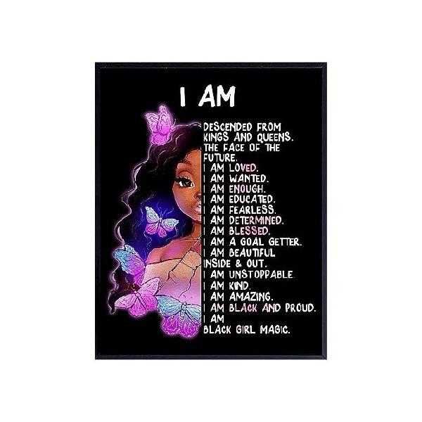 【並行輸入品】 Inspiring Black Girl Wall Decor LARGE 11x14 - African American Girl Art Print - Inspirational positive affirmation - Motivational Quote