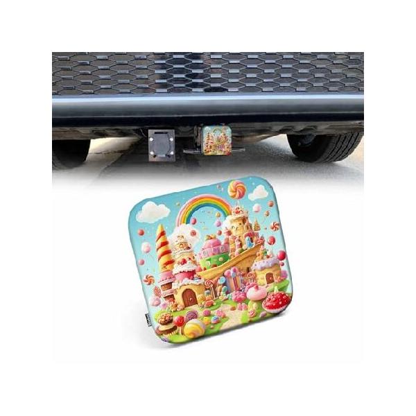 【並行輸入品】 Beabes キャンディトレーラーヒッチカバー トラック車用 漫画ゲーム Sweet Candy Land Castle ゴム牽引トレーラーヒッチカバー プラグインサート